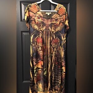 Women’s Multicolor Printed Short-Sleeve Dress
One World live and let live